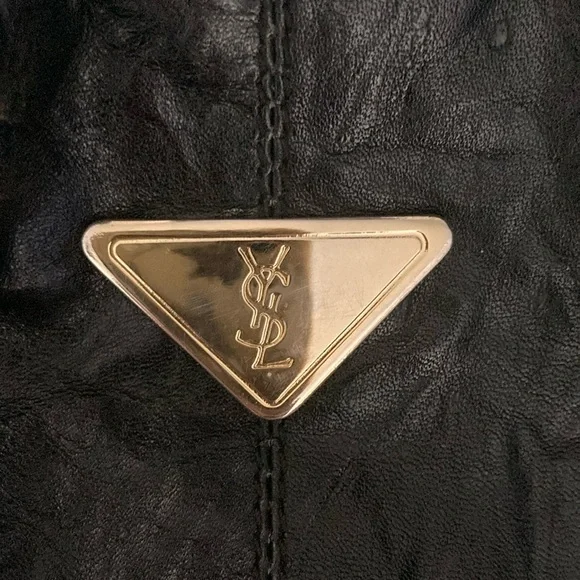 Yves Saint Laurent Black Leather Drawstring Bag - Picture 3 of 11